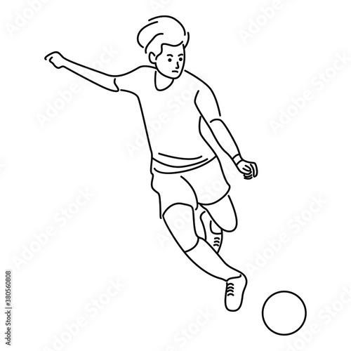 Soccer player. Line art illustration
