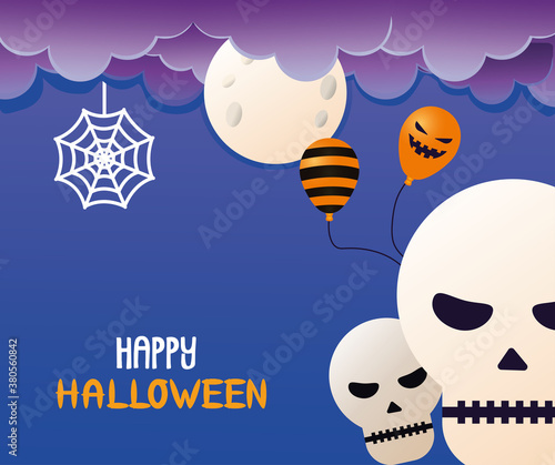 halloween head skulls with balloons helium photo