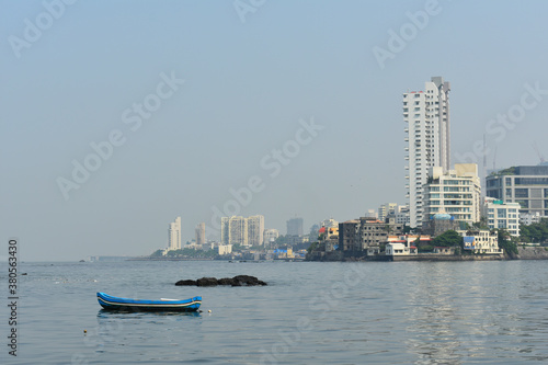 Mumbai sea with beautiful tall buildings near the shore © SUBHAJIT