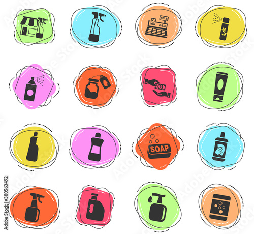 chemicals store icon set