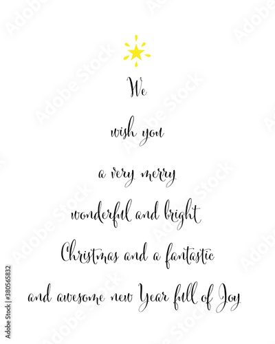 Merry Christmas and a happy new Year - Geschenkkarte, Weihnachten. Typografie.