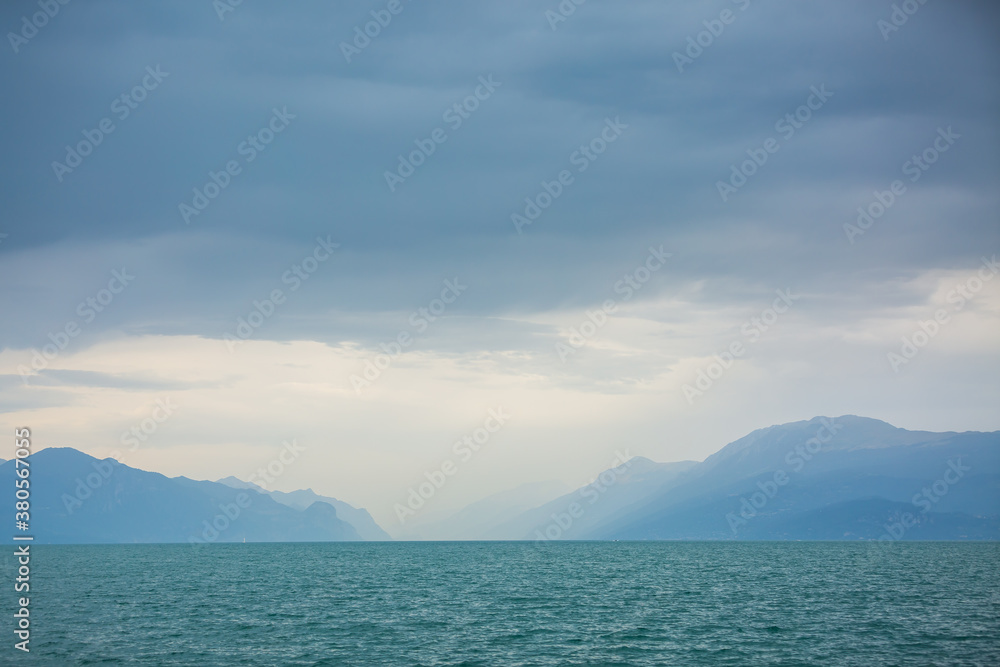 Bad weather over lake Garda, Desenzano, Brescia, Lombardy, Italy.