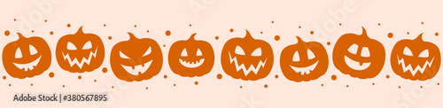 Halloween banner with craved pumpkins. Vector