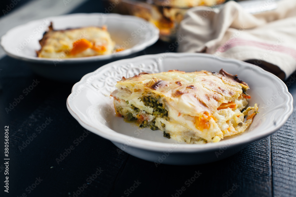 Homemade lasagna with vegetables Homemade lasagna with vegetables
