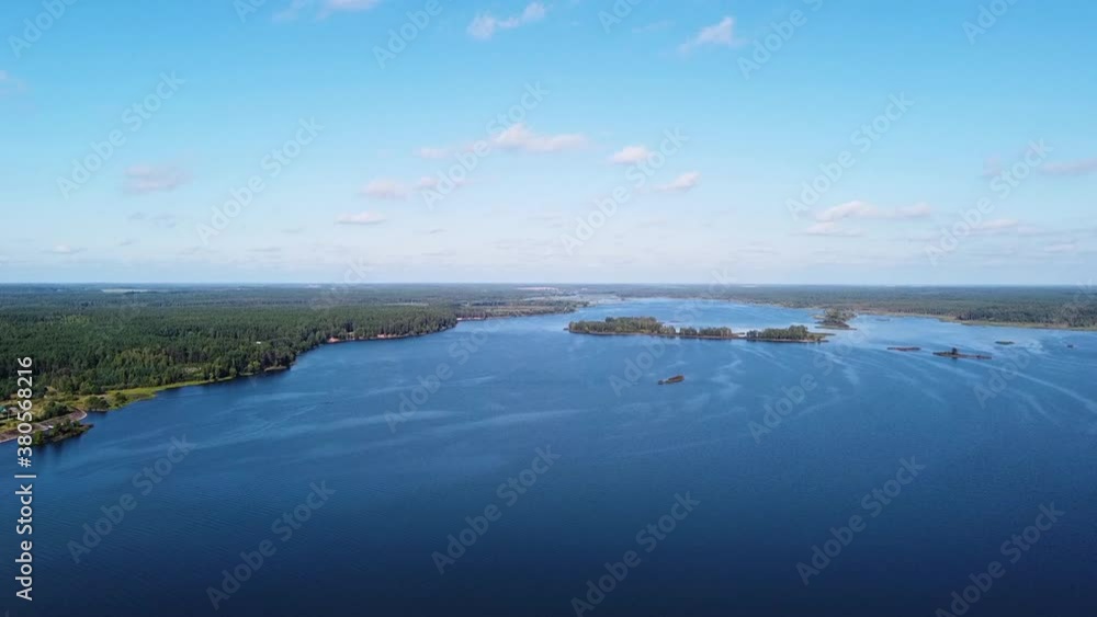 Beautiful flight upward with blue forest lakes Beautiful flight upward with blue forest lakes