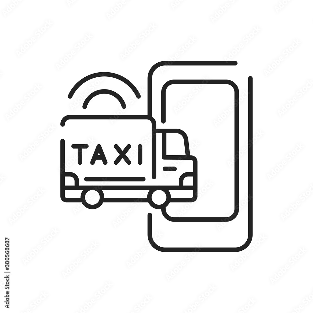 Cargo taxi black line icon. Online mobile application order taxi service. Pictogram for web, mobile app, promo. UI UX design element Cargo taxi black line icon. Online mobile application order taxi service. Pictogram for web, mobile app, promo. UI UX design element