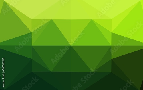 Light Green vector shining hexagonal background. Creative geometric illustration in Origami style with gradient. Triangular pattern for your business design.