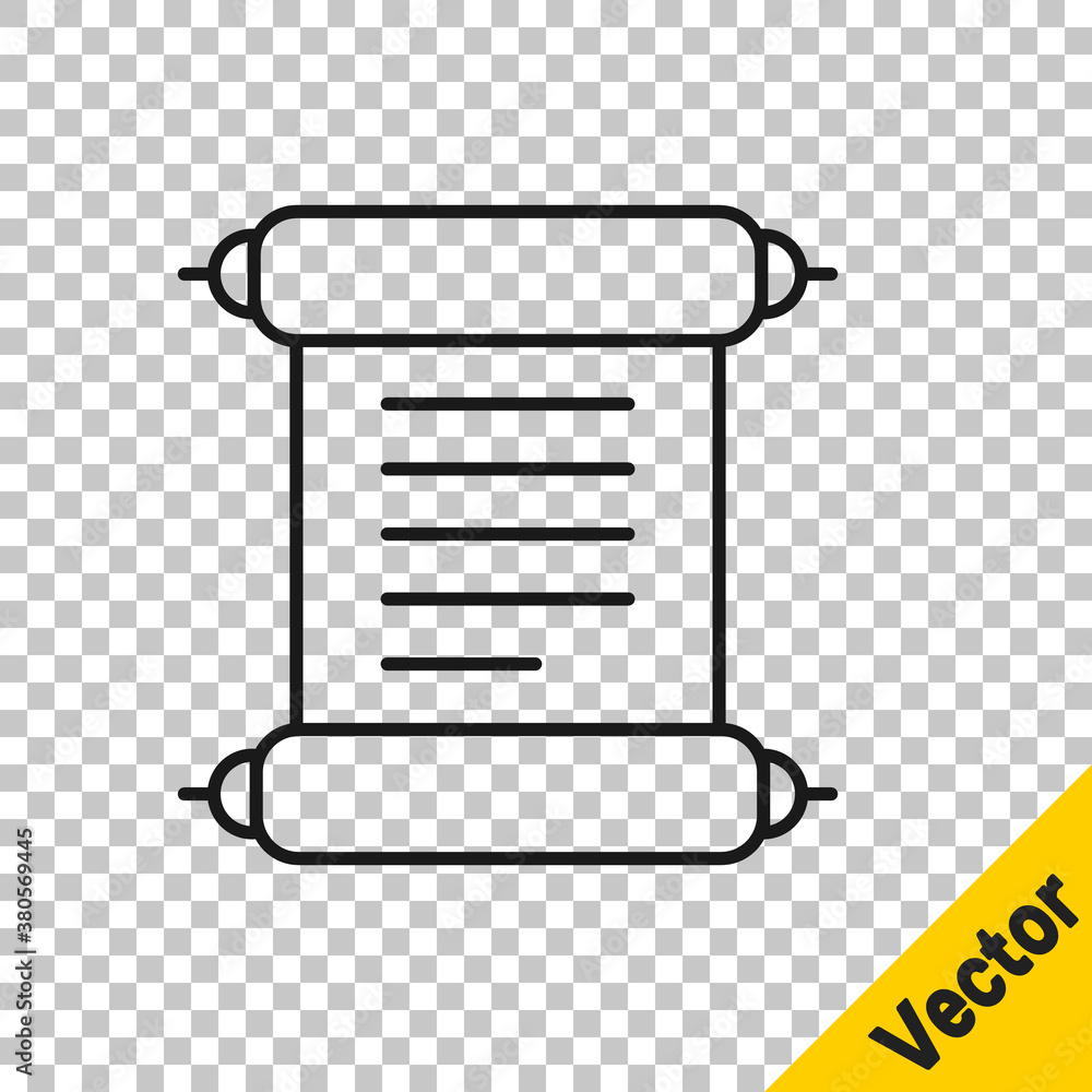 Black line Decree, paper, parchment, scroll icon icon isolated on transparent background. Vector. Black line Decree, paper, parchment, scroll icon icon isolated on transparent background. Vector.