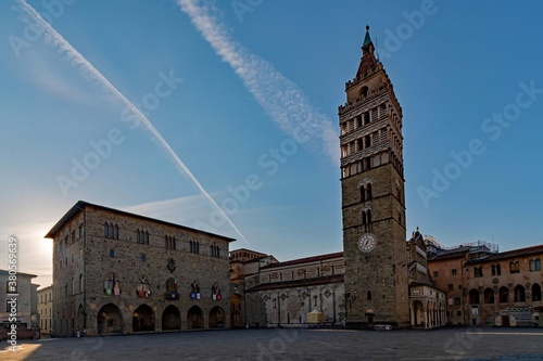 Piazza del Duomo at the old town of Pistoia at the Tuscany Region in Italy  photo