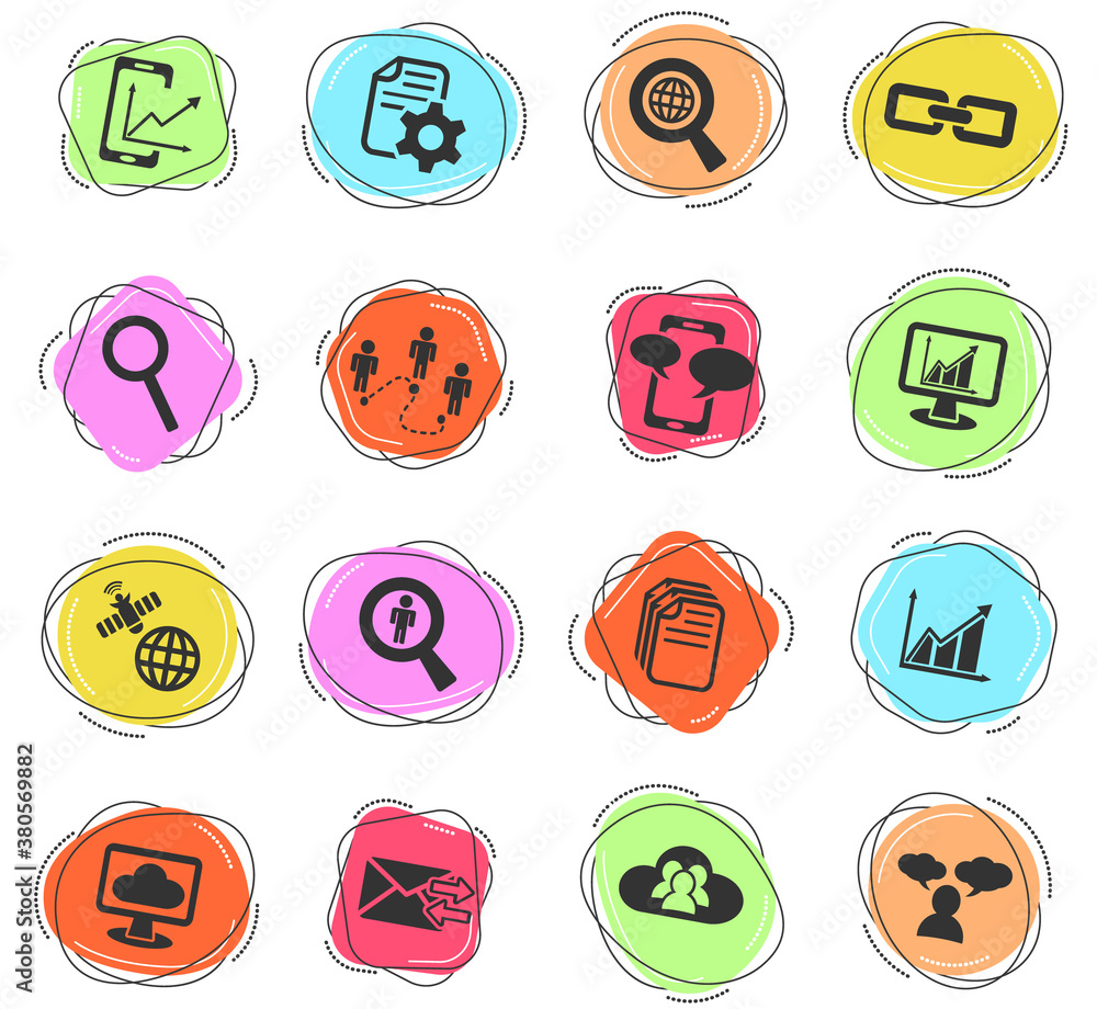 data analytic and social network icon set data analytic and social network icon set
