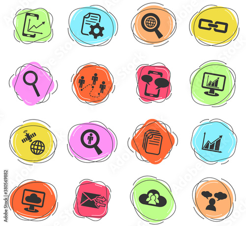 data analytic and social network icon set