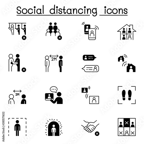 Social distancing icon set vector illustration graphic design