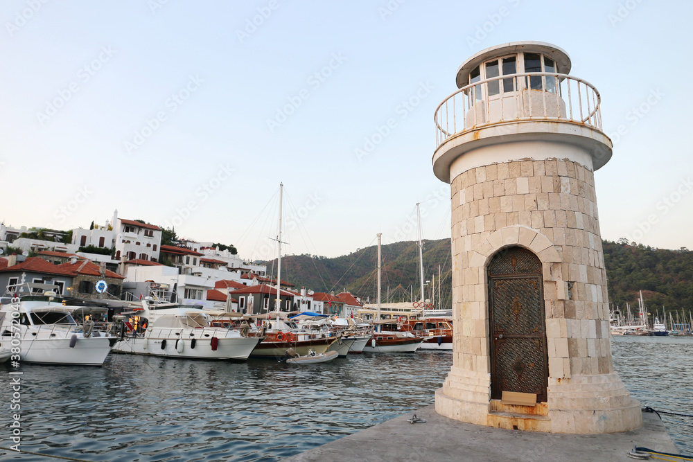 lighthouse in Marmaris marina, Turkey