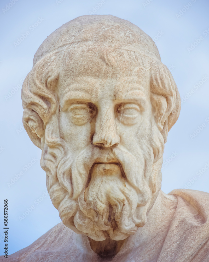 Plato portrait sculpture, the ancient Greek philosopher, Athens Greece