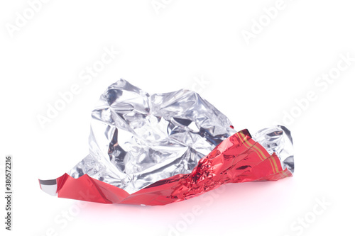 candy red wrapper empty and open isolated on white background with copy space for your text