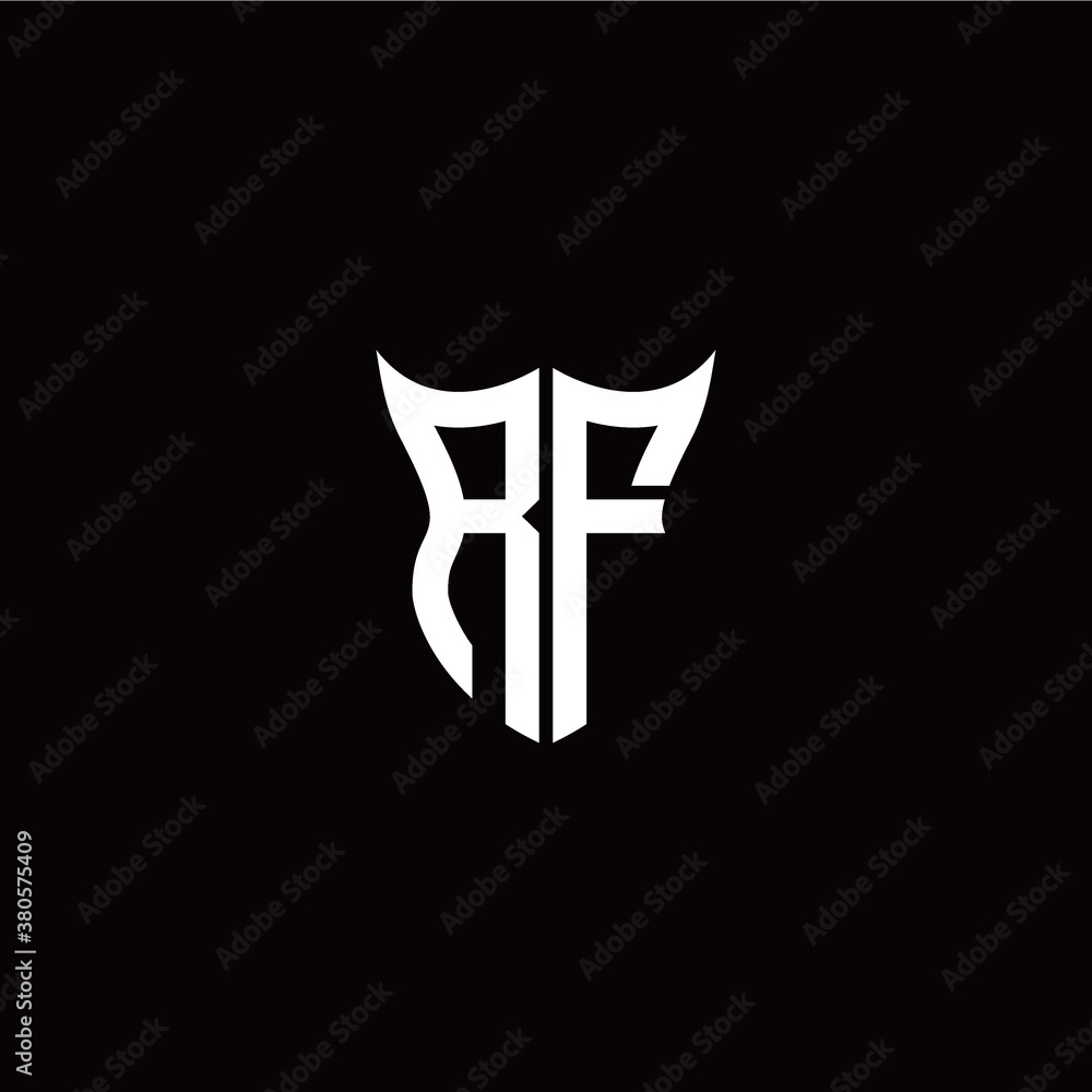 Initial R F letter with unique shield style logo template vector Initial R F letter with unique shield style logo template vector