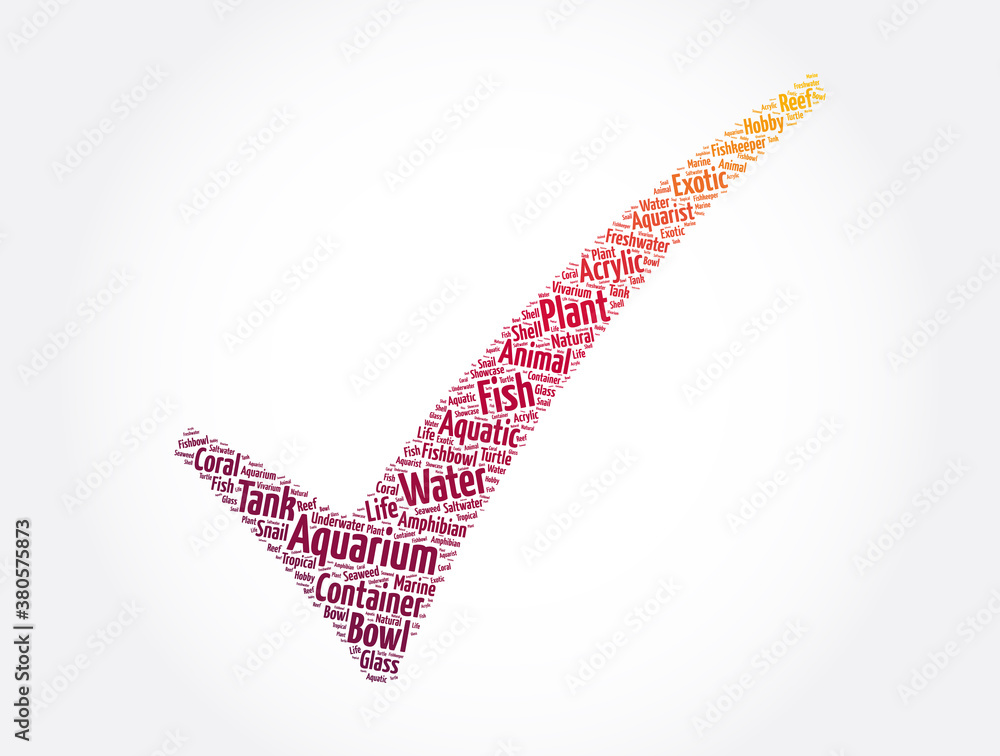 Aquarium check mark word cloud collage, concept background Aquarium check mark word cloud collage, concept background