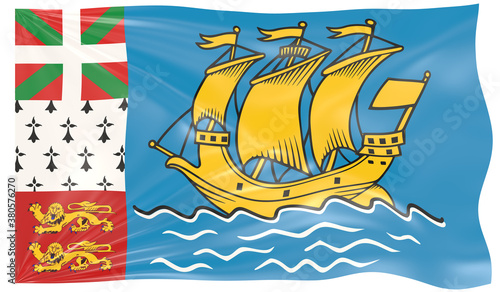 3d Illustration of a Waving Flag of Saint Pierre and Miquelon