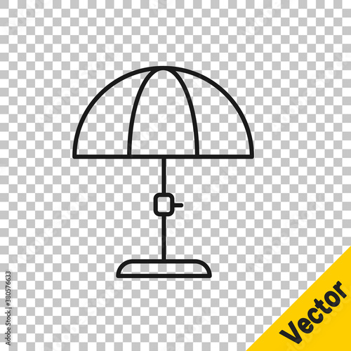 Black line Sun protective umbrella for beach icon isolated on transparent background. Large parasol for outdoor space. Beach umbrella. Vector.