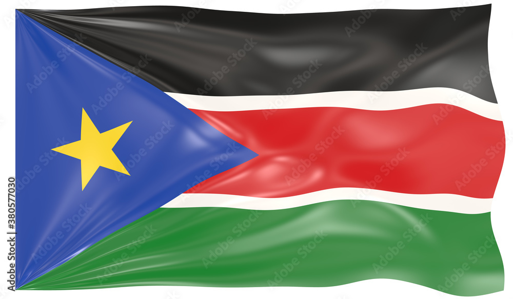 3d Illustration of a Waving Flag of South Sudan 3d Illustration of a Waving Flag of South Sudan