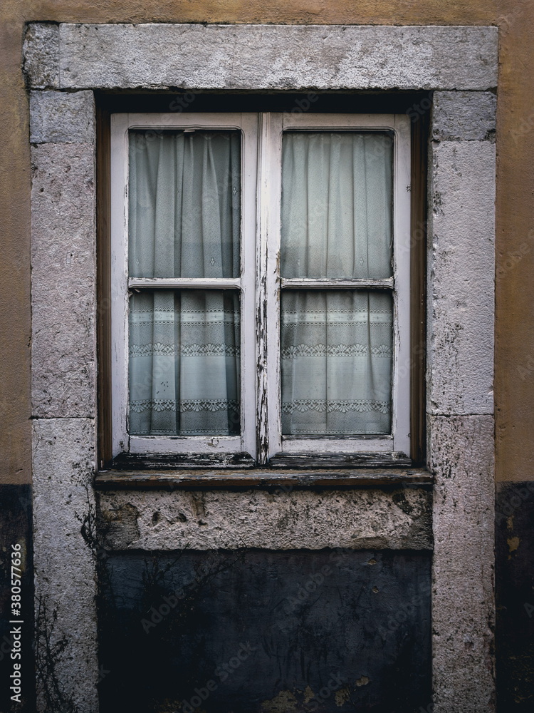 The window in Alfama in Lisbon. Autumn 2019. The window in Alfama in Lisbon. Autumn 2019.