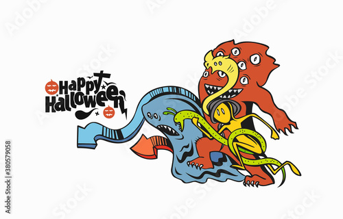 Happy Halloween banner or party invitation background, Vector illustration