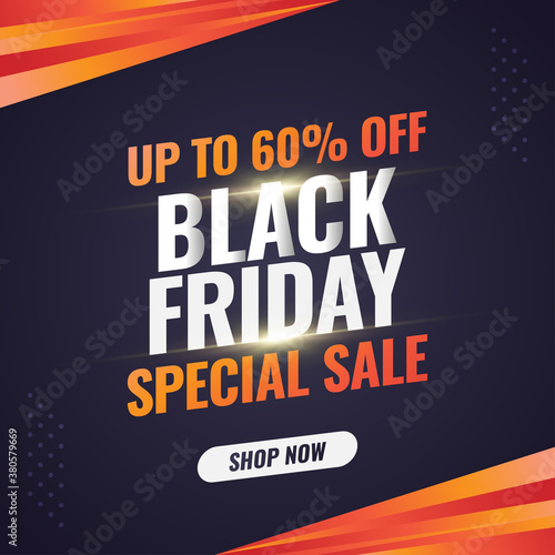 Black Friday sale banner with orange gradient in abstract concept