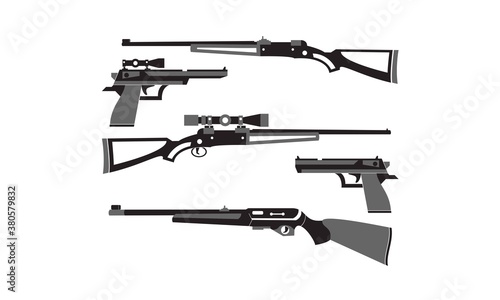Gun and rifle set illustration vector design