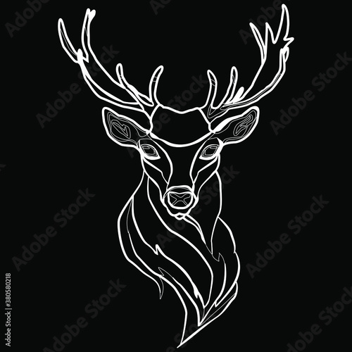 Drawing of a beautiful deer. Deer with antlers.