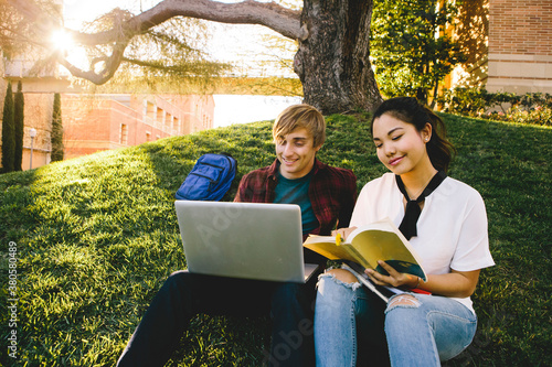 Student Couple on the Grass photo