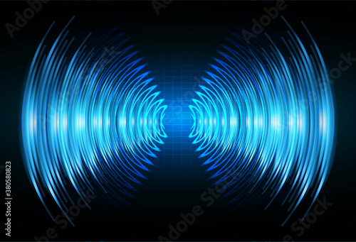 Sound waves oscillating dark blue light