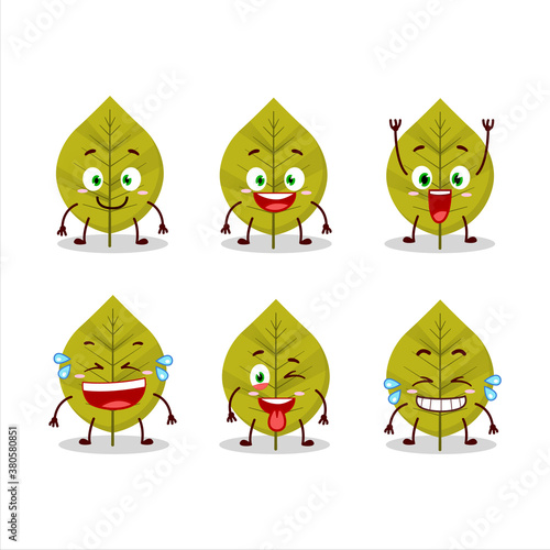 Cartoon character of green leaves with smile expression
