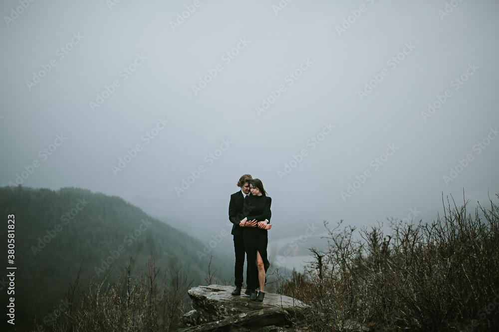 Bride and Groom Eloping on a Mountain Bride and Groom Eloping on a Mountain