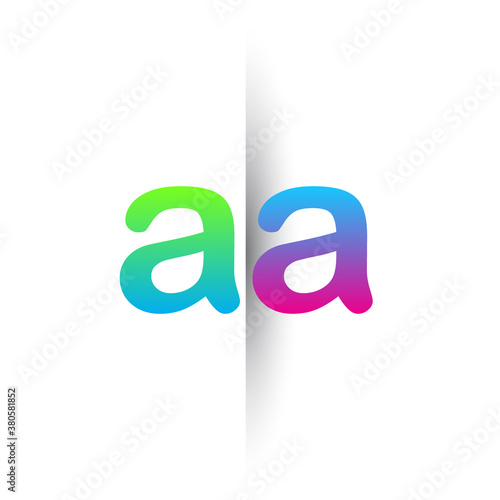 Initial Letter AA Lowercase Logo green, pink and Blue, Modern and Simple Logo Design.