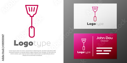 Logotype line Fly swatter icon isolated on white background. Logo design template element. Vector.