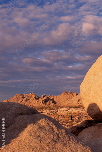 35-mm film capture of winter sunrise in Mojave Desert of California
