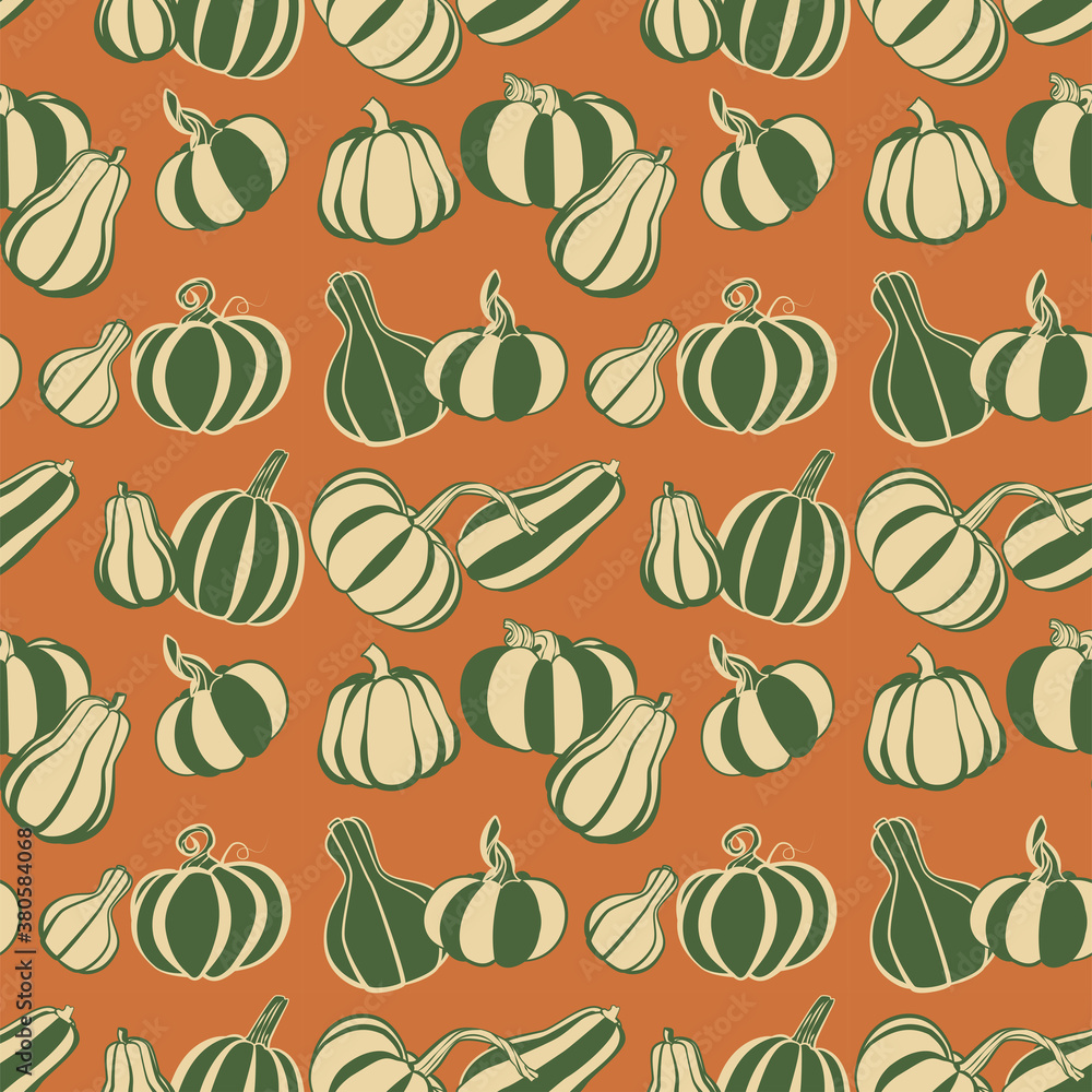 wallpaper of different kinds of pumpkins on an orange background for autumn wallpaper of different kinds of pumpkins on an orange background for autumn