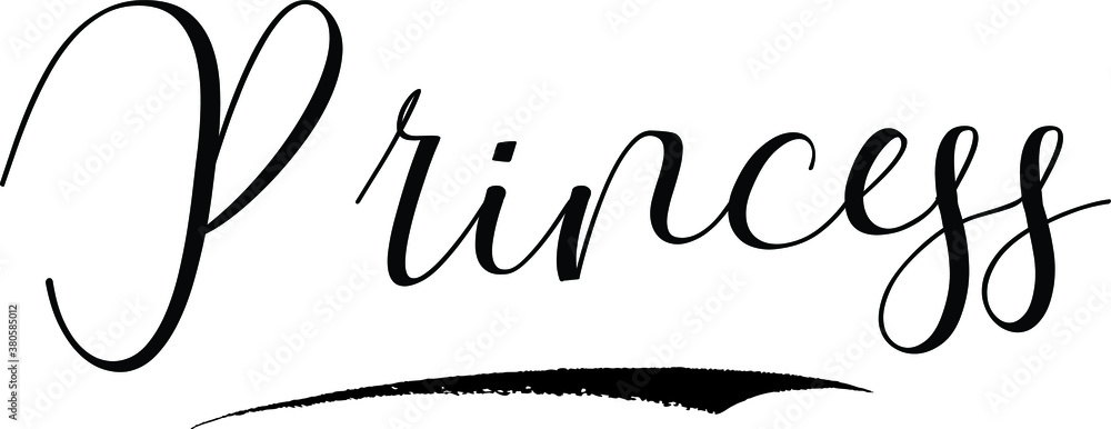 Princess Calligraphy Black Color Text On White Background Princess Calligraphy Black Color Text On White Background