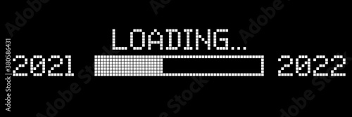 Pixelated progress bar showing loading of 2022 year. Vector