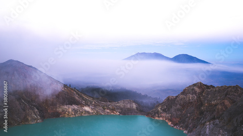 Wallpaper Mural Beautiful landscape of Kawah Ijien volcano. Dangerous toxic sulphur lake, East Java Indonesia. Soft focus. Adventure travel concept Torontodigital.ca