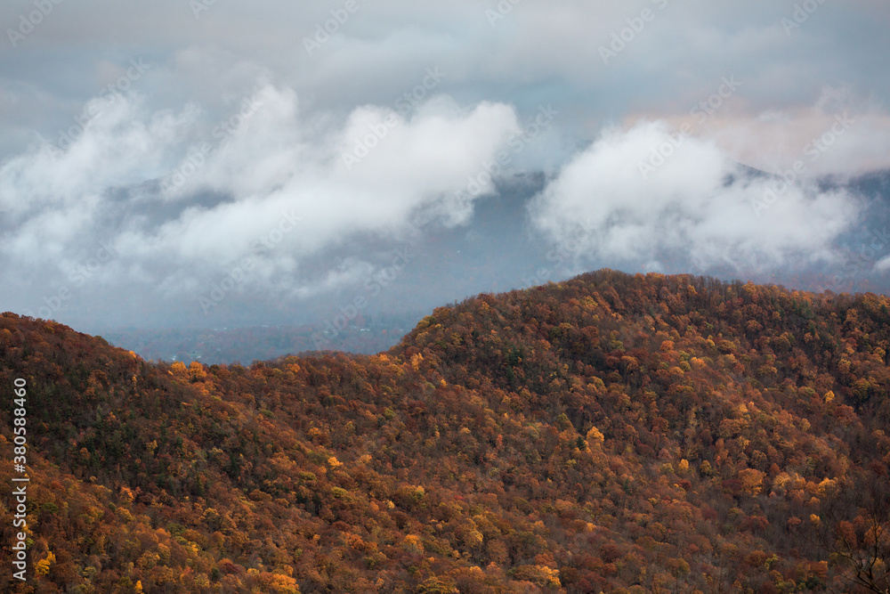 Blue Ridge Mountains with fall foliage and clouds Blue Ridge Mountains with fall foliage and clouds