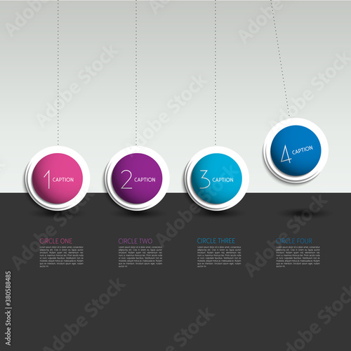 Infographic vector option banner with pendulum. Color spheres, balls, bubbles. Infographic template.