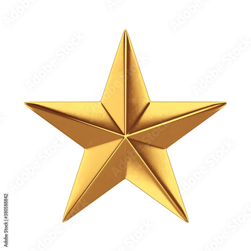 Gold star isolated on a white background  3D render
