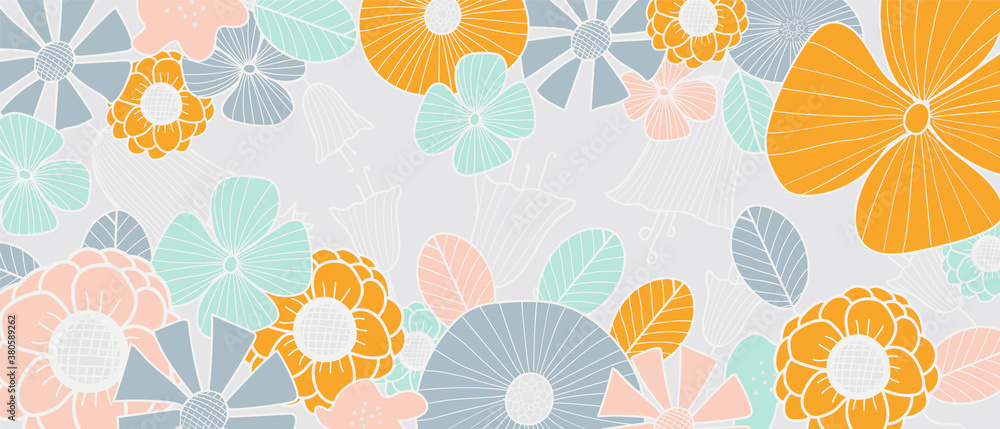 Abstract flower art background vector. Minimal hand drawn organic shapes floral design for boho wall art, prints, cover, poster, Fabric pattern. . Abstract flower art background vector. Minimal hand drawn organic shapes floral design for boho wall art, prints, cover, poster, Fabric pattern. .