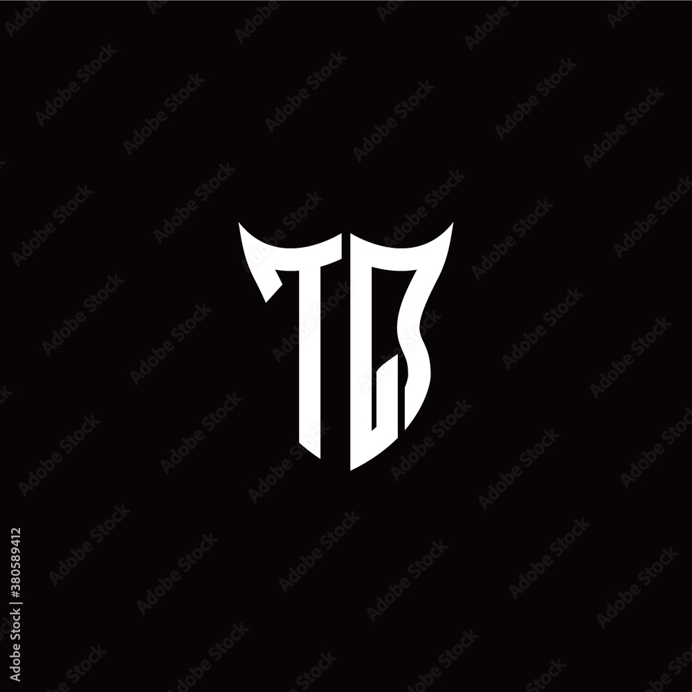 Initial T Q letter with unique shield style logo template vector