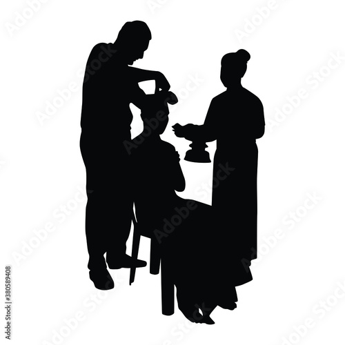 Buddhist ordination silhouette vector
