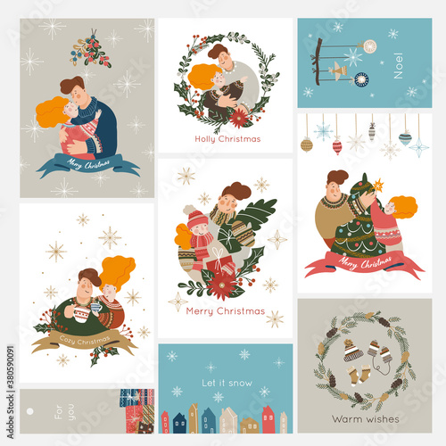 Vector set of cute Christmas cards