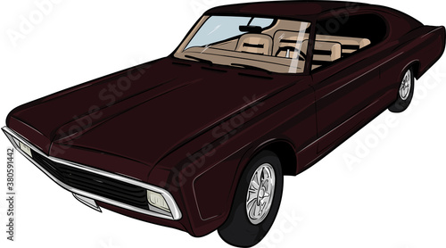 cartoon car, car, classic retro car,cartoon american muscle car,