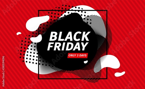 Black friday sale banner. Design template promotion frame for weekend sale. Geometric abstract style for discount offer. Vector