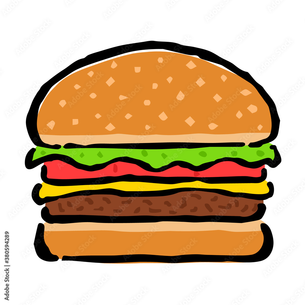 Illustration of Hamburger: Illustration like woodblock print Illustration of Hamburger: Illustration like woodblock print